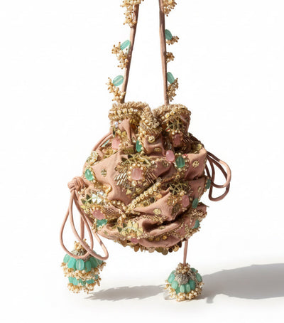 Blush Pink Hand Embroidered Potli Bag