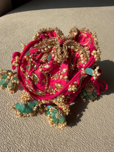 Rani Pink Hand Embroidered Potli Bag