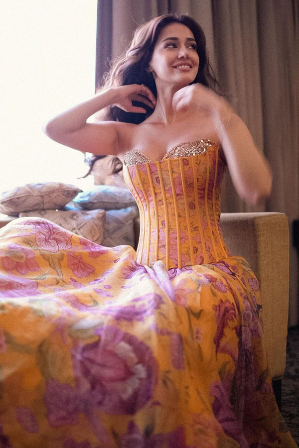 Disha Patani In Disha Embroidered Corset Gown