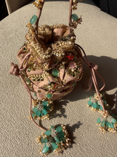 Blush Pink Hand Embroidered Potli Bag