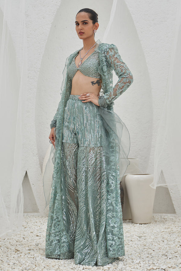 Rafa Embroidered Gharara Set With Jacket