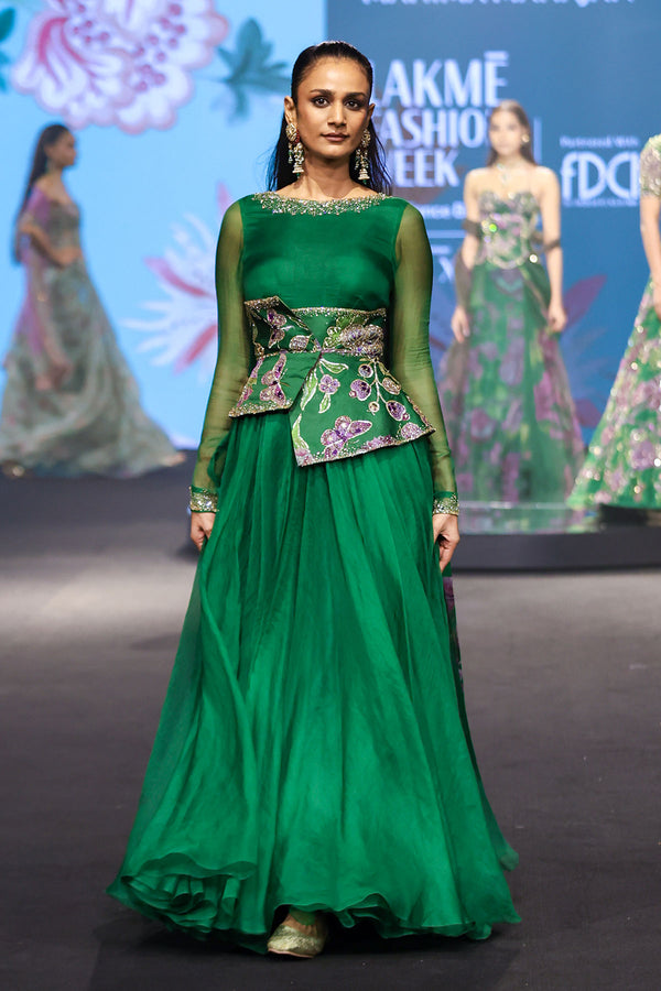 Zerina Hand Embroidered Anarkali Set With Belt