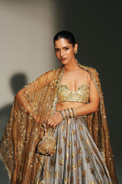 Gold Tissue Hand Embroidered Potli Bag