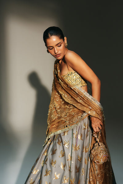 Gold Tissue Hand Embroidered Potli Bag