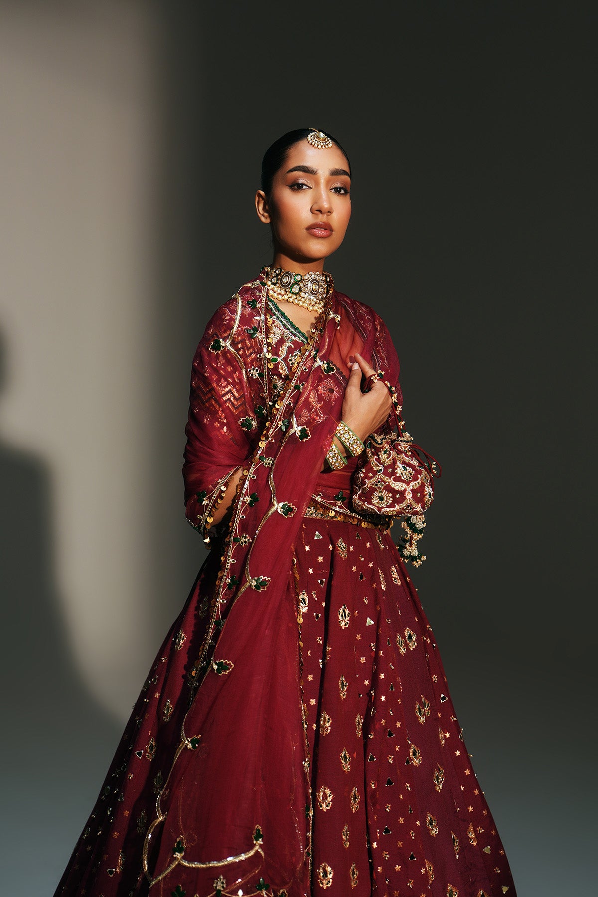 Sindori Red Hand Embroidered Potli Bag