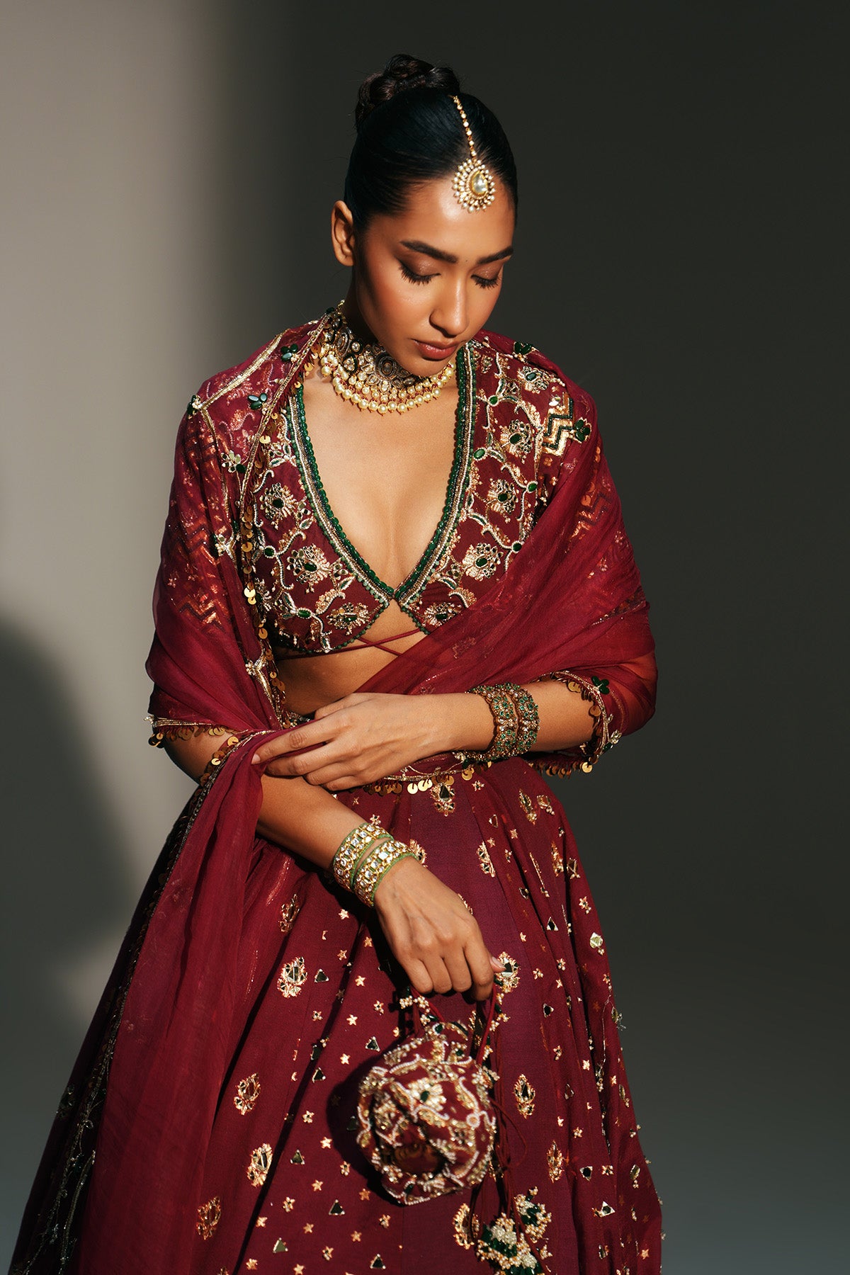 Sindori Red Hand Embroidered Potli Bag