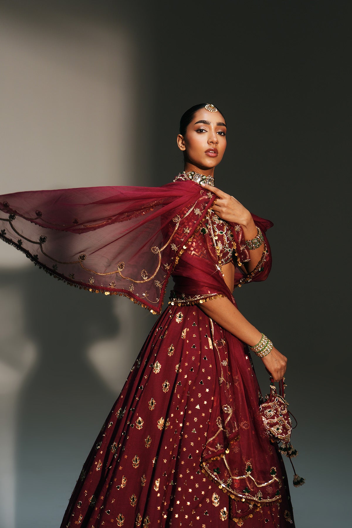 Sindori Red Hand Embroidered Potli Bag