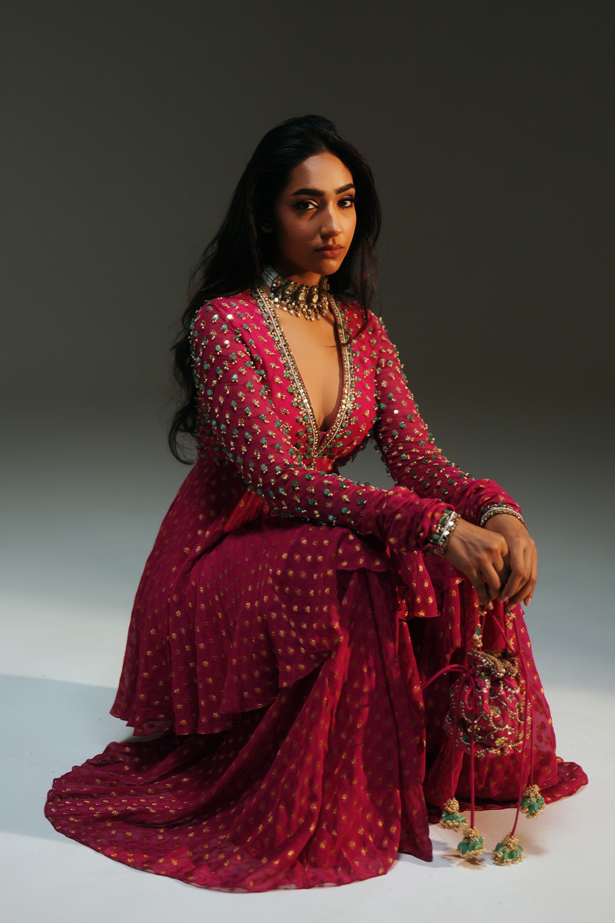 Rani Pink Hand Embroidered Potli Bag