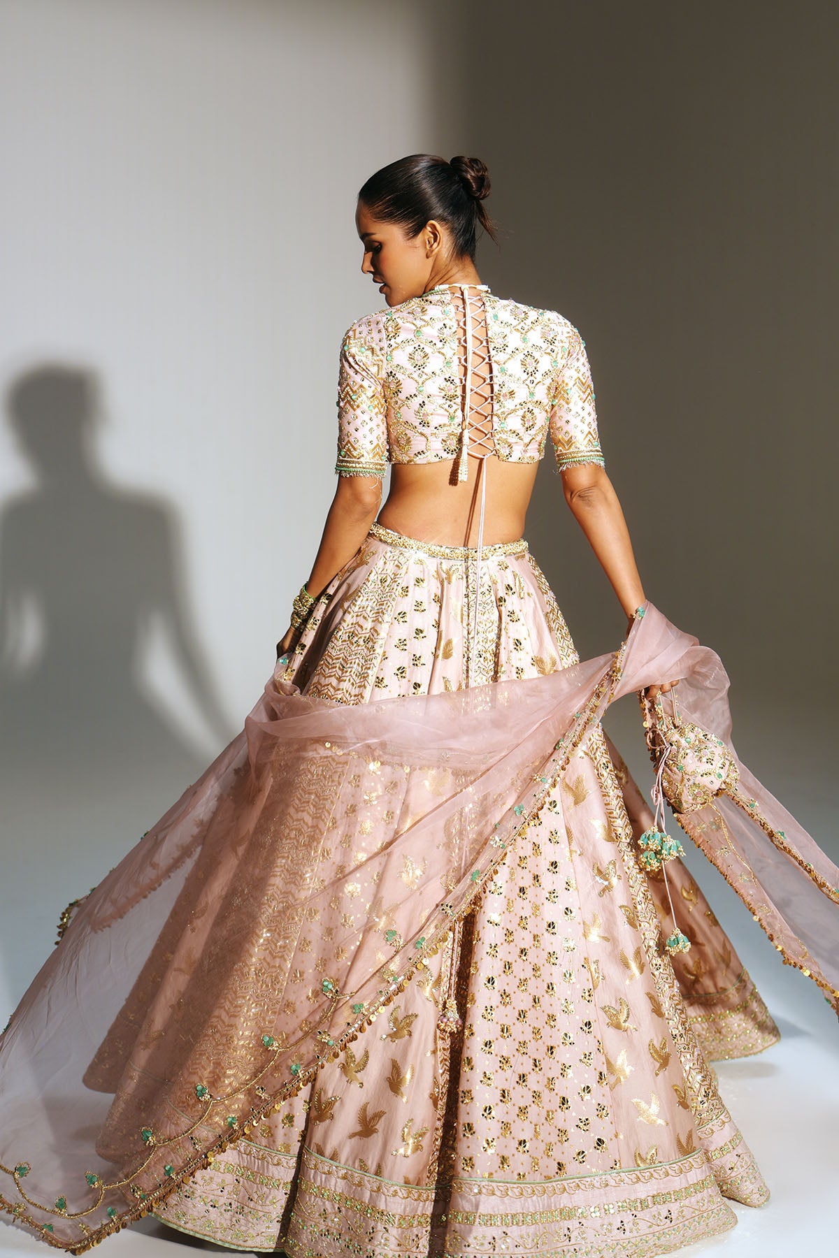 Blush Pink Hand Embroidered Potli Bag