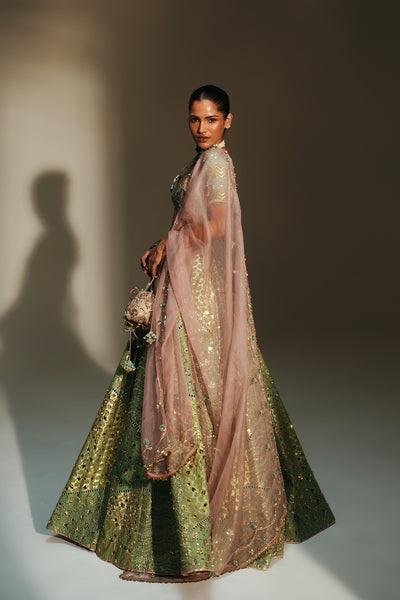 Blush Hand Embroidered Potli Bag with turquoise stones