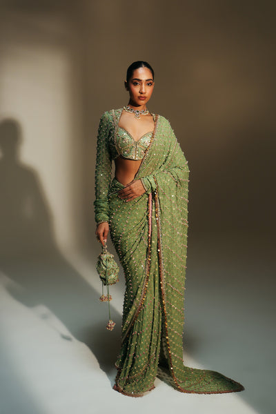 Pista Green Hand Embroidered Potli Bag