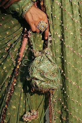 Pista Green Hand Embroidered Potli Bag