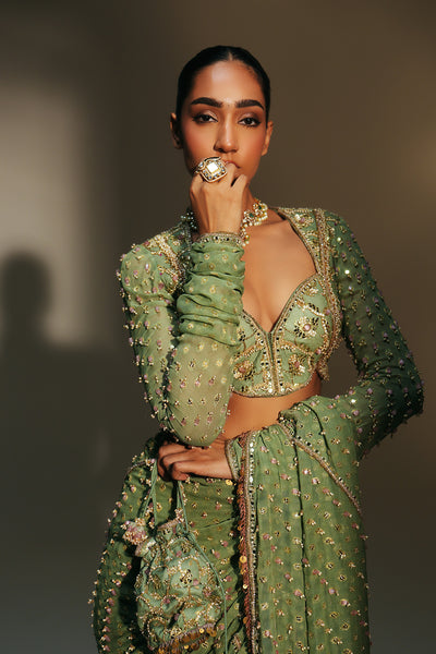 Pista Green Hand Embroidered Potli Bag