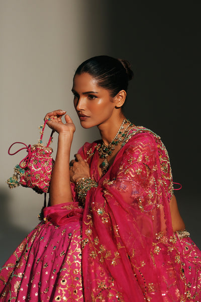 Rani Pink Hand Embroidered Potli Bag