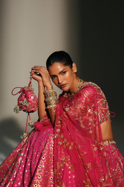 Rani Pink Hand Embroidered Potli Bag