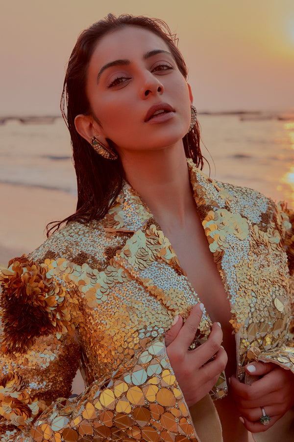 Rakul Preet Singh in Alizeh Gold Jacket