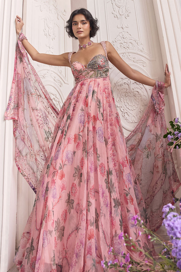 Aqeela Hand Embroidered Anarkali Set