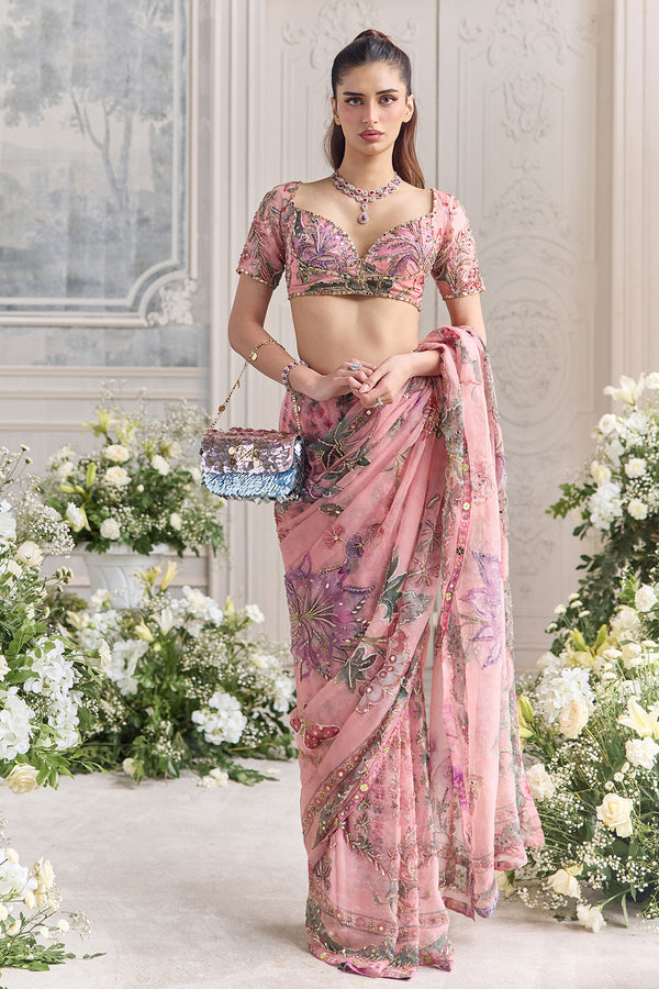 Chahat Pre-Draped Saree With Choli Cut Blouse