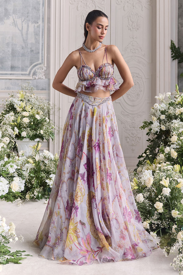 Iman Floral Lehenga Set With Heavy Chunni