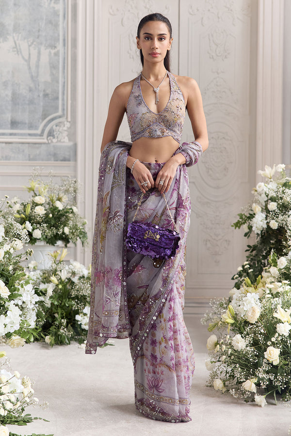 Lina Halter Neck Blouse Pre-Draped Saree