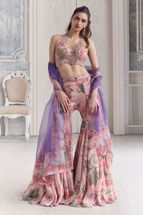 Viara Halter Neck Top Sharara Set