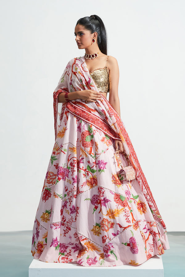 Amina Embroidered Textured Lehenga Set