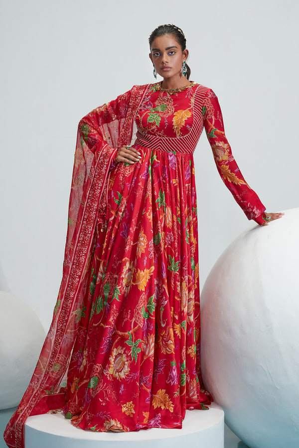 Zayna Organza Embroidered Anarkali Set