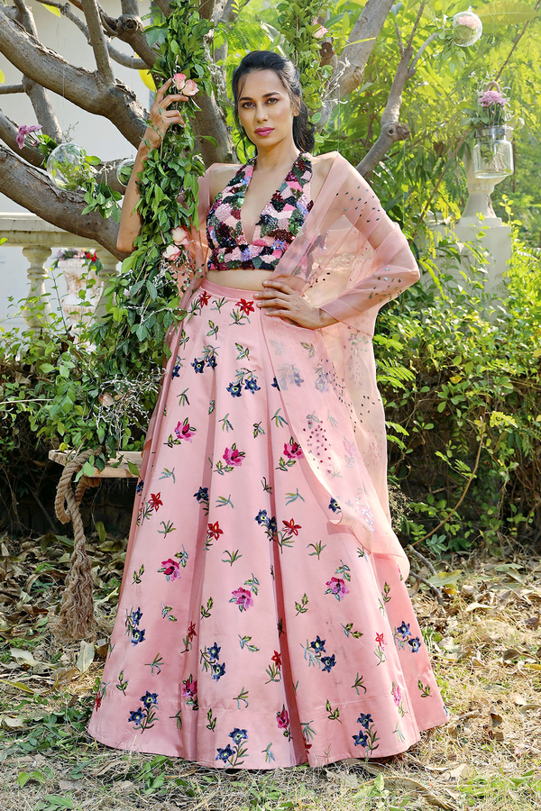 Blush Heavy Embroidered Lehenga Set