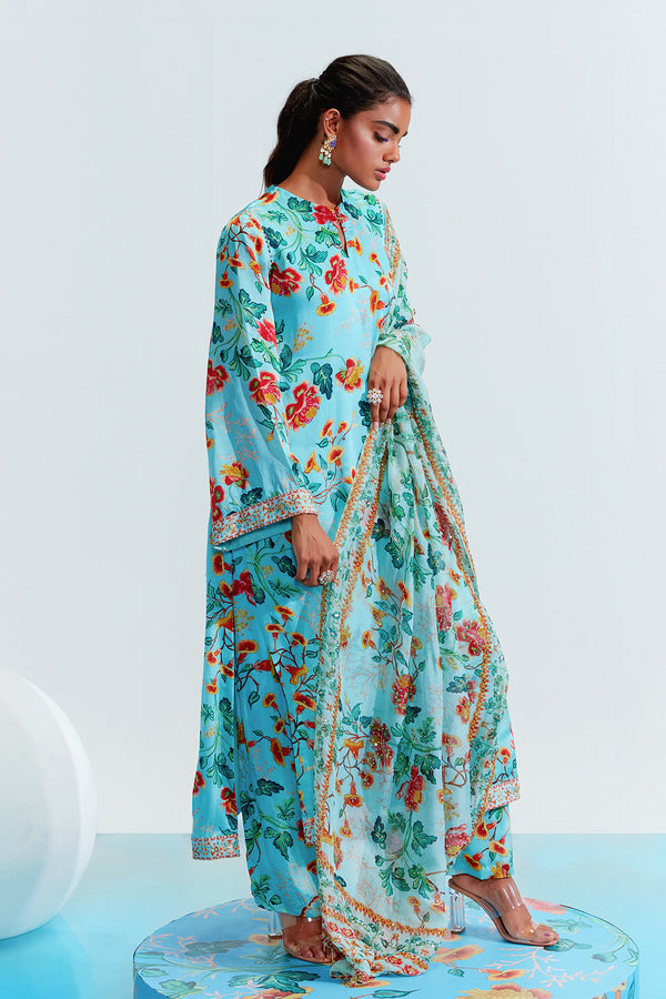 Tahira Satin Organza Embroidered Kurta Set