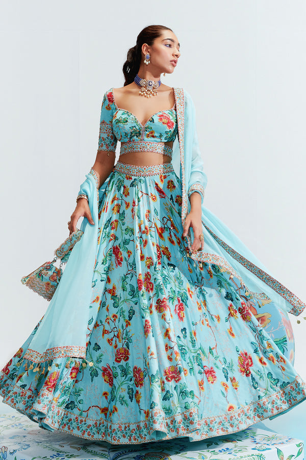 Samara Embroidered Satin Organza Lehenga Set