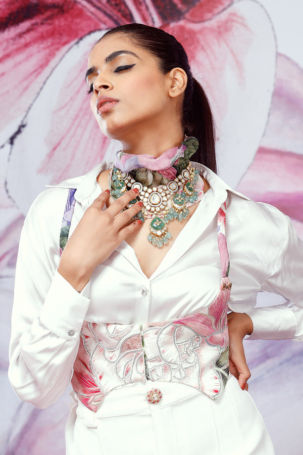 Embroidered Corset With Shirt