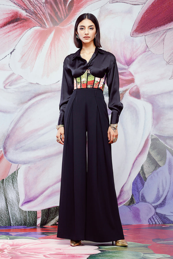 Embroidered Corset with Satin-Shirt