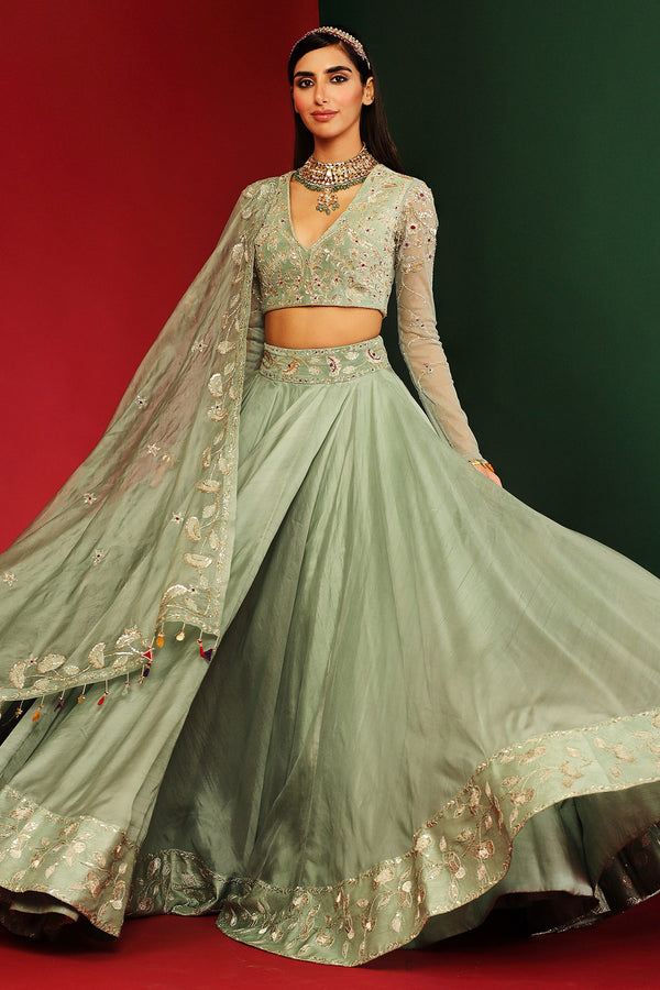 Aarohi Embroidered Lehenga Set In Organza