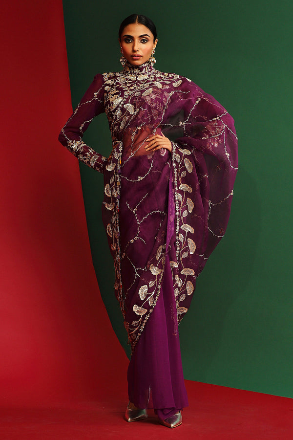 Viara Embroidered Pre-Stitched Saree
