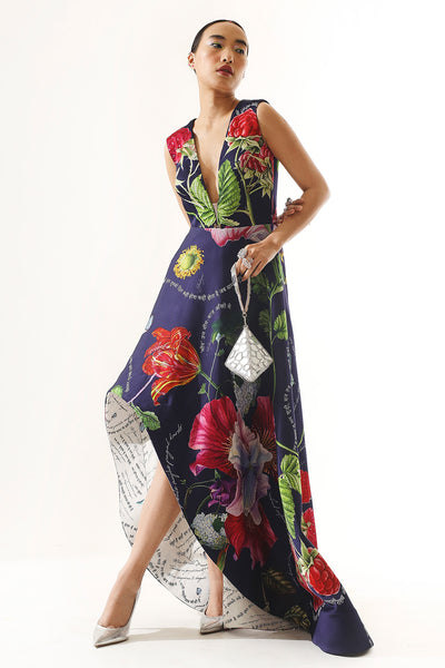 Printed Long-Short Gown