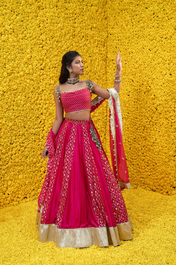 Tara Banarsi Chanderi Lehenga Set