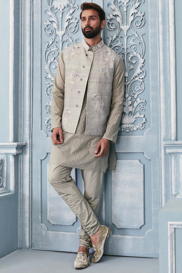 Embroidered Nehru Jacket Set